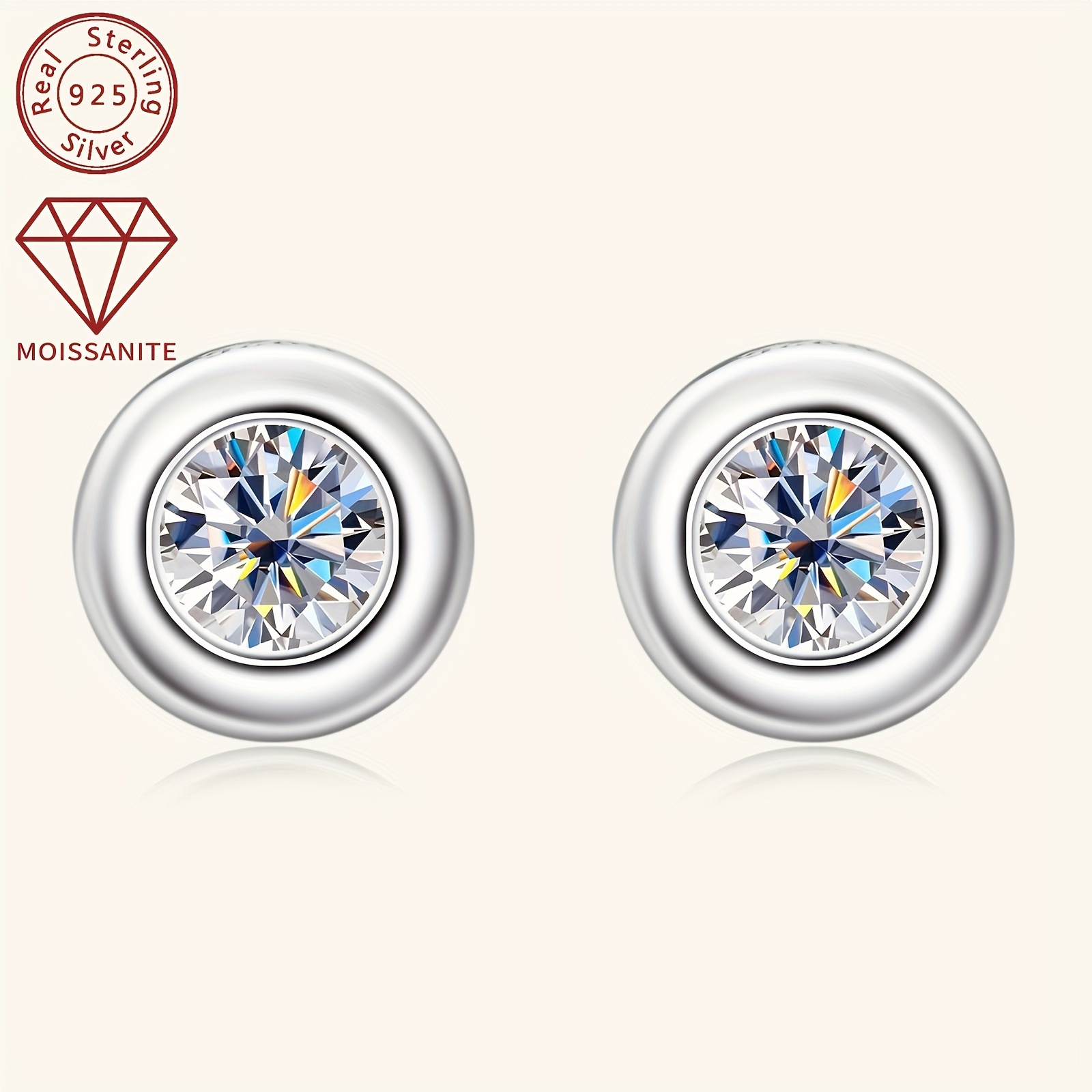 

1 Pair Of Moissanite Earrings For Women, 925 Silvery Earrings, .5mmd Color Moissanite Earrings, Wear, Silvery Weight 2.27g, Moissanite 3.5mm_2pcs, Carat 0.2ct_2pcs