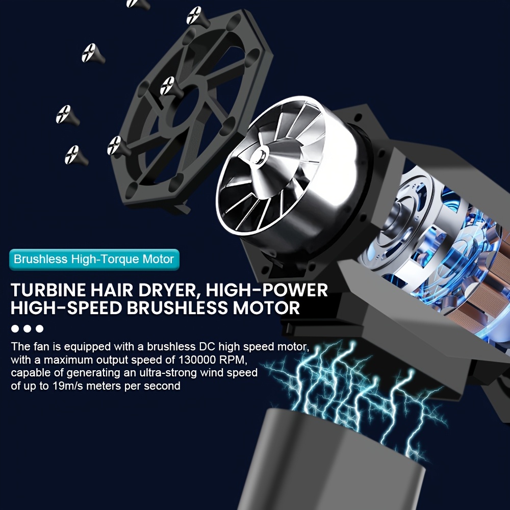   fan electric air duster 130k rpm   adjustable cordless blower for car snow dust cleaning portable type c fast charging tool Product details 4