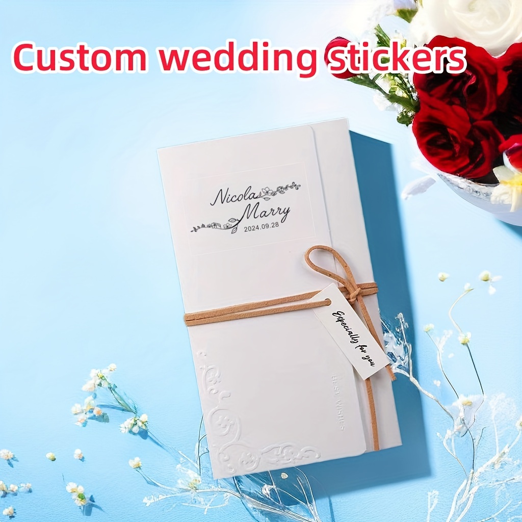 

80pcs Wedding Stickers Customized, Personalized Name Label, Celebration Greetings Invitation Card Thank You Card Gift Candy Box Sealing Sticker Decoration,flowers Baked Mineral Water Label Decoration
