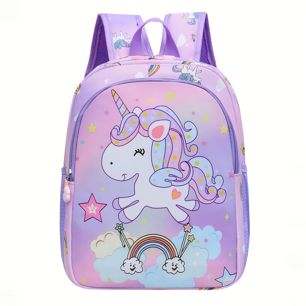 TEMU Girls' Unicorn Backpack With Adjustable Shoulder Straps & Zipper Closure - Lightweight Nylon Bookbag Suitable For Daily Use,,,, Carrot-threading