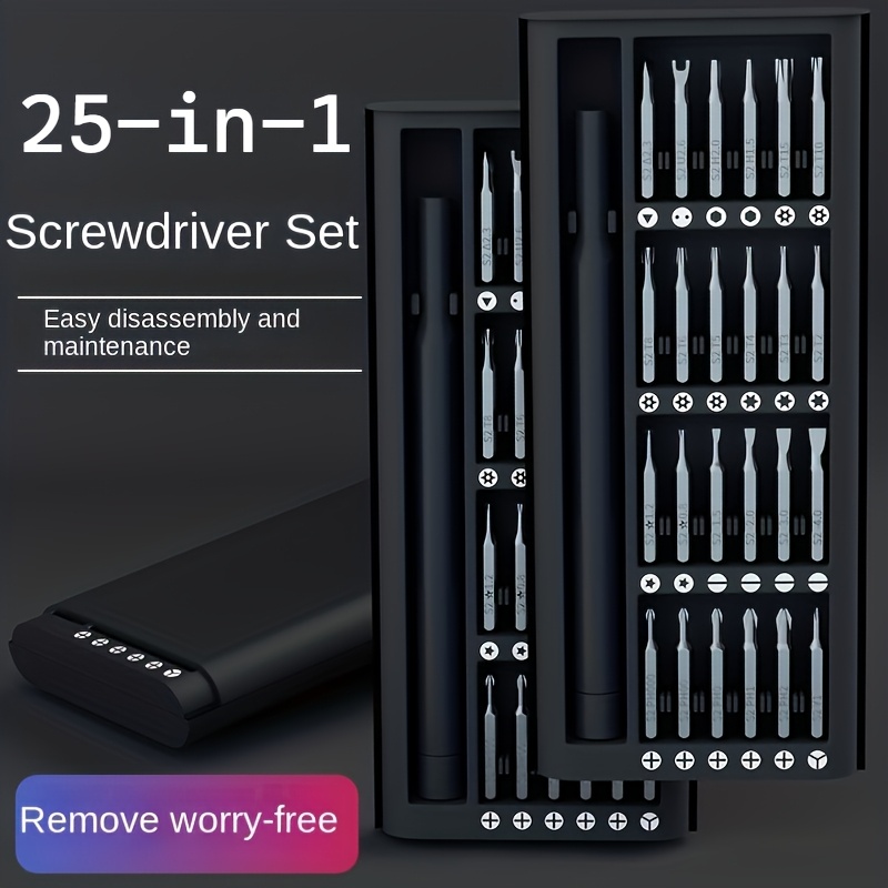 25 in 1 small precision screwdriver set professional magnetic mini repair tool kit for mobile phones computers watches doorbells glasses electronic devices durable plastic no charging required with   screw heads Product details 1