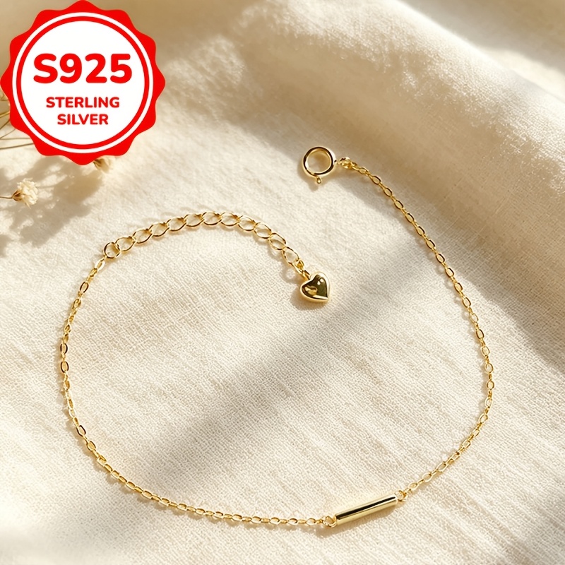 Women's S925 Sterling Silver Minimalist Square Pendant Bracelet