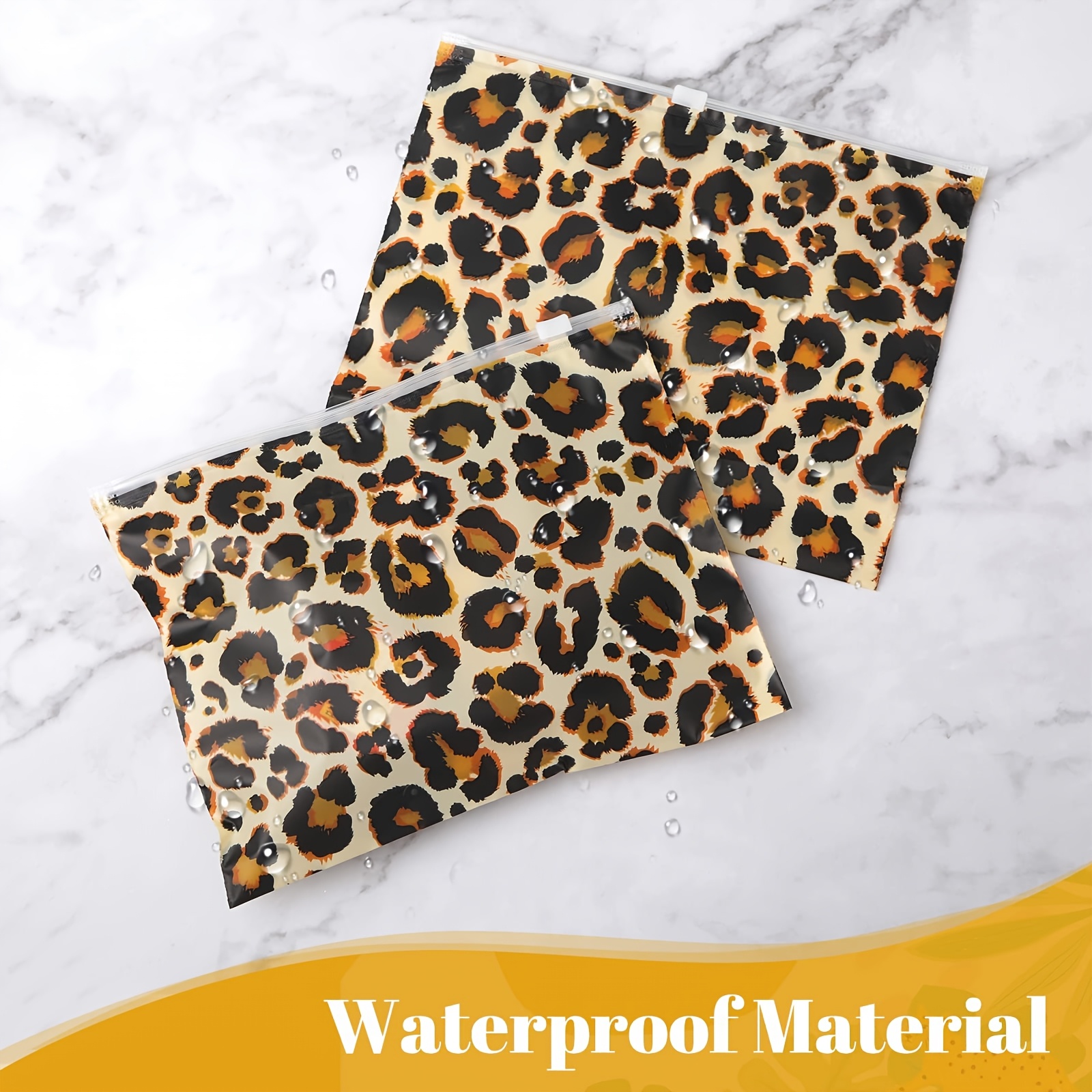 

20-pack/10-pack Leopard Print Waterproof Plastic Makeup And Toiletry Bags, Travel Packing Storage Organizers, Cosmetic Gift Pouches With Closure - Weather-resistant <3.2 Cu Ft Capacity