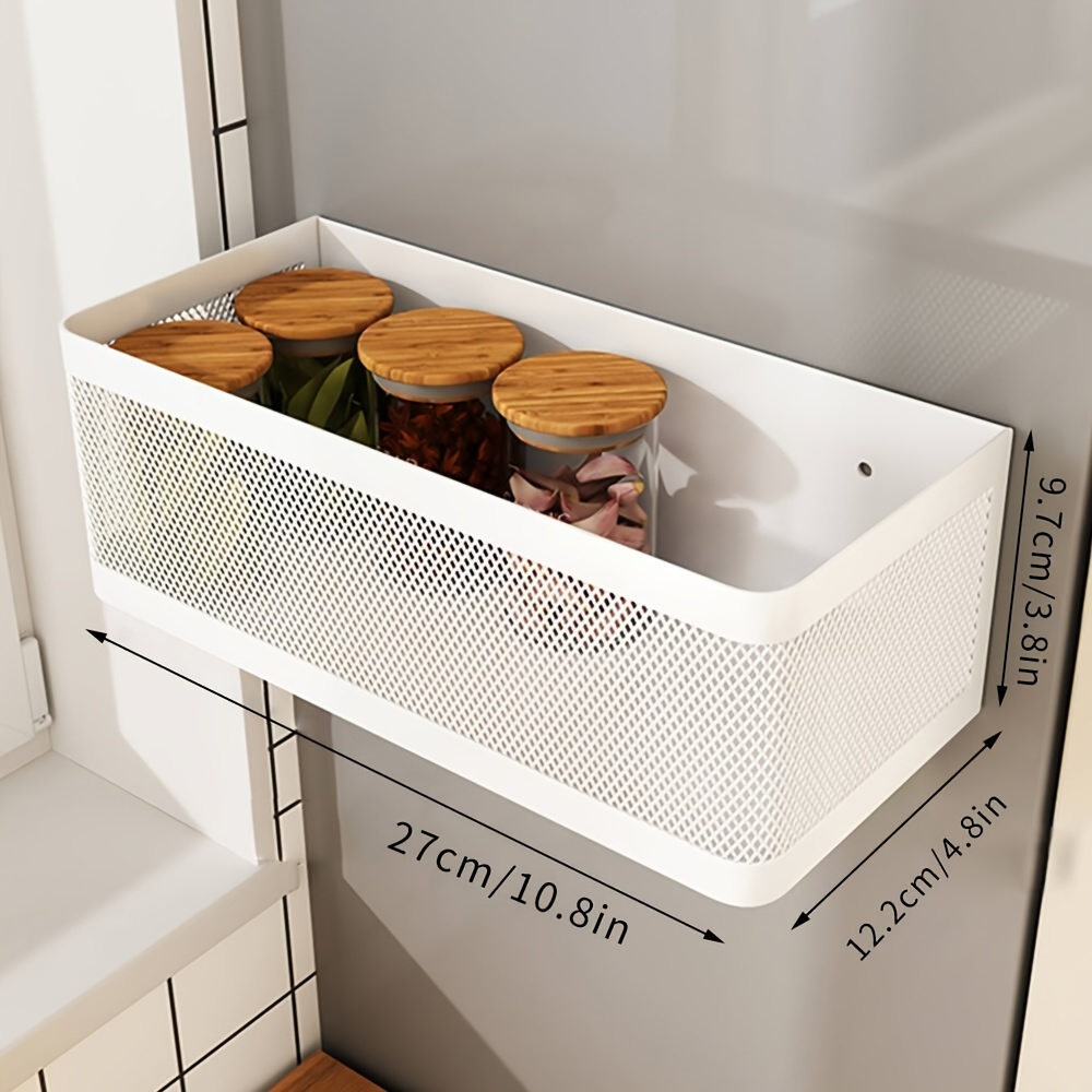 Magnetic Side Organizer () Refrigerator Side Shelf Wall-mounted Spice Rack Magnetic Seasoning Rack Fridge Organizer Washing Machine Side Storage