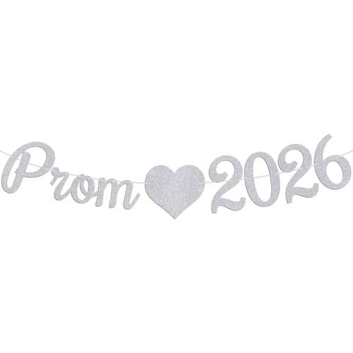 banner for prom 2026 decorations for the prom night congratulations supplies for the 2026 high school and college graduation party featuring black glitter