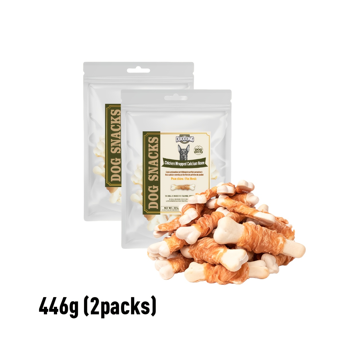 Image of Chicken Wrapped Bones Dog Treats | Rawhide-free High Protein Chews For Training, Teeth Cleaning & , Healthy Snacks For All Dogs, Chicken Flavor