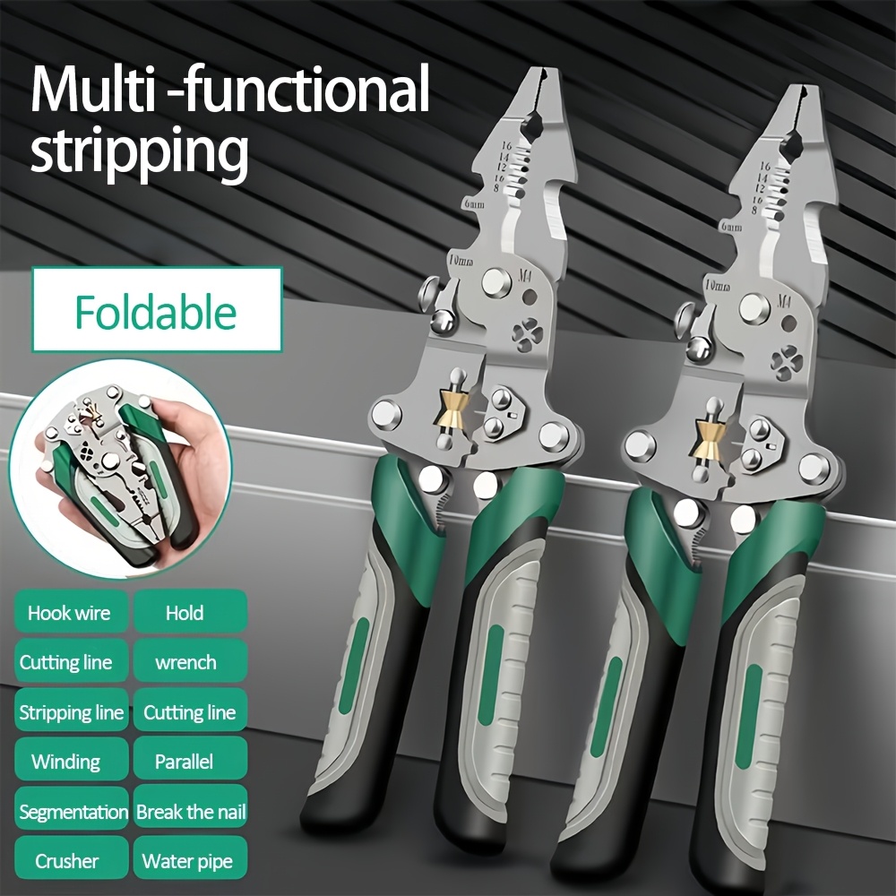 1  functional folding wire stripper portable electricians tool metal material for electrical repair installation and automotive maintenance details 2