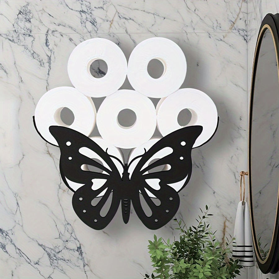 

1pc Butterfly Design Toilet Paper Roll Holder, Decorative Tissue Rack, Toilet Paper Storage Container, Wall Mounted Tissue Holder For For Bathroom, Bathroom Accessories, Home Decor