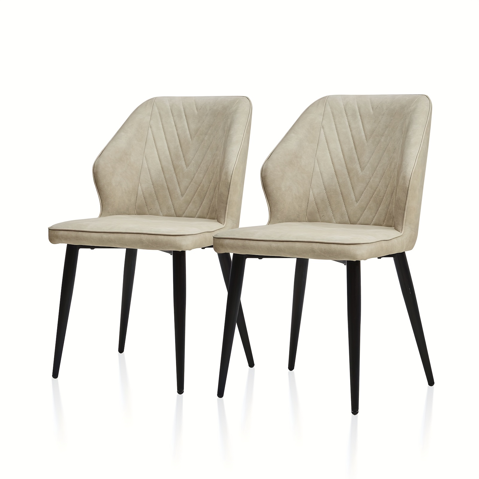 Image of Dining Chairs Set Of 2, Faux Leather Kitchen Chairs, Casual Reception Chairs, With Soft Cushions And Metal Legs, Bath Chairs; Suitable For The Home, Living Room And Office