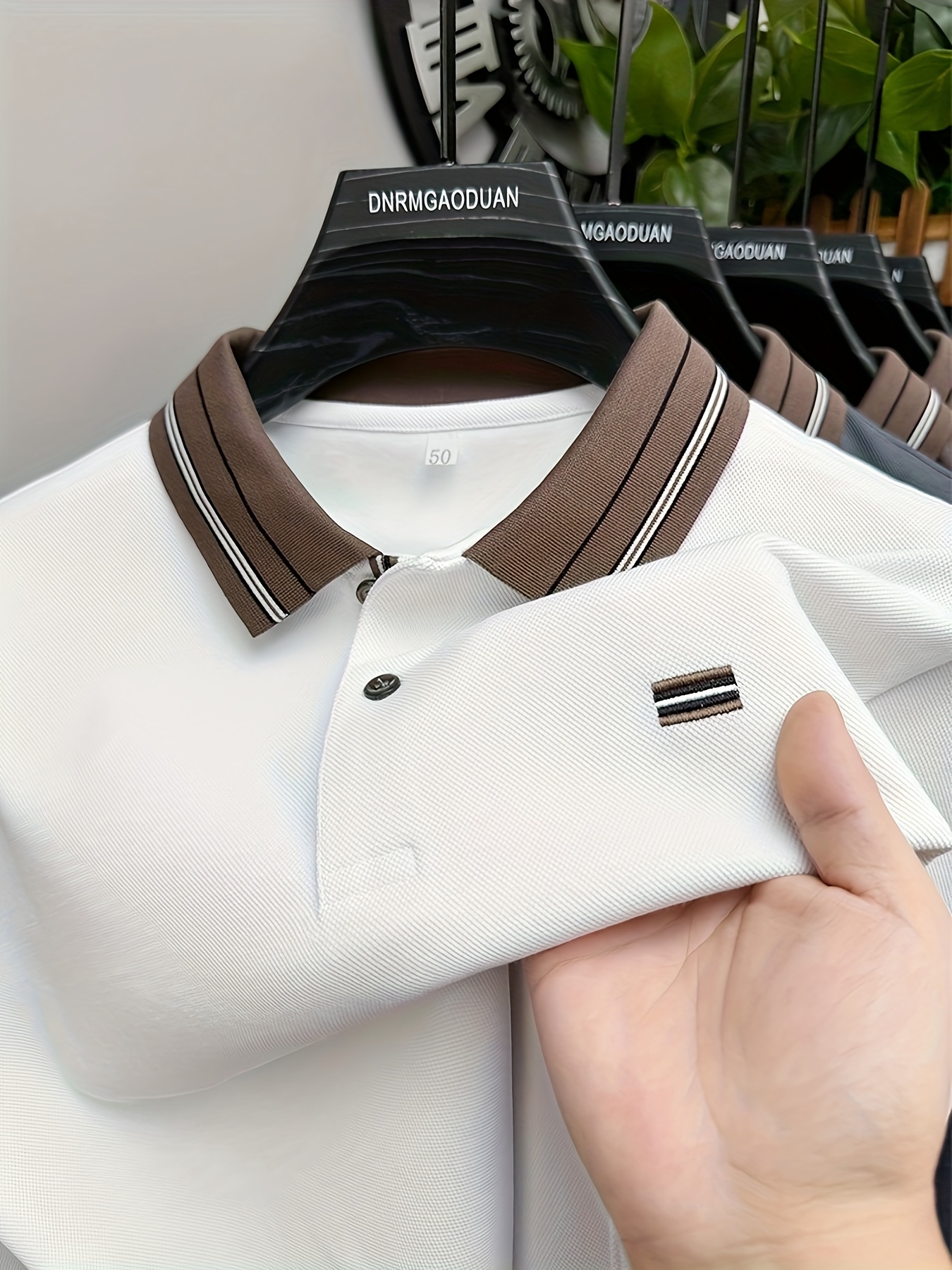 *'* Embroidered Shirt Black with Golden Button-Up Collar, Short  Sleeve, Regular Fit Golf Casual Wear, Golf Apparel Classic Style 