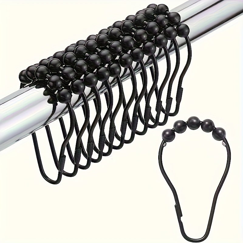 TEMU Set Of 12 Versatile Ball Hooks For Hanging Shower Curtains And Window Curtains, Decorative Shower Curtain Hooks Rustproof Stainless Steel Shower