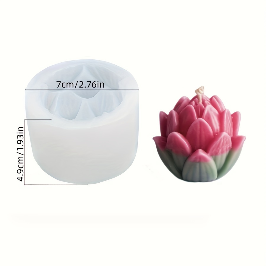 Image of 3d Lotus Flower Bud Candle Silicone Mold Gypsum Clay Mold Decoration Resin Ornament Flower Silicone Mold