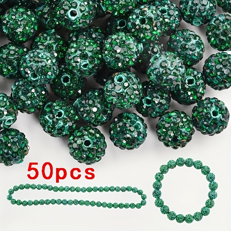 E-shop 50 Stück 10mm handgefertigte Strass-Topfperlen - Eis-Serie Baseball Glitzer-Stil, rundes Shambala Disco-Kugel-Design, fancy