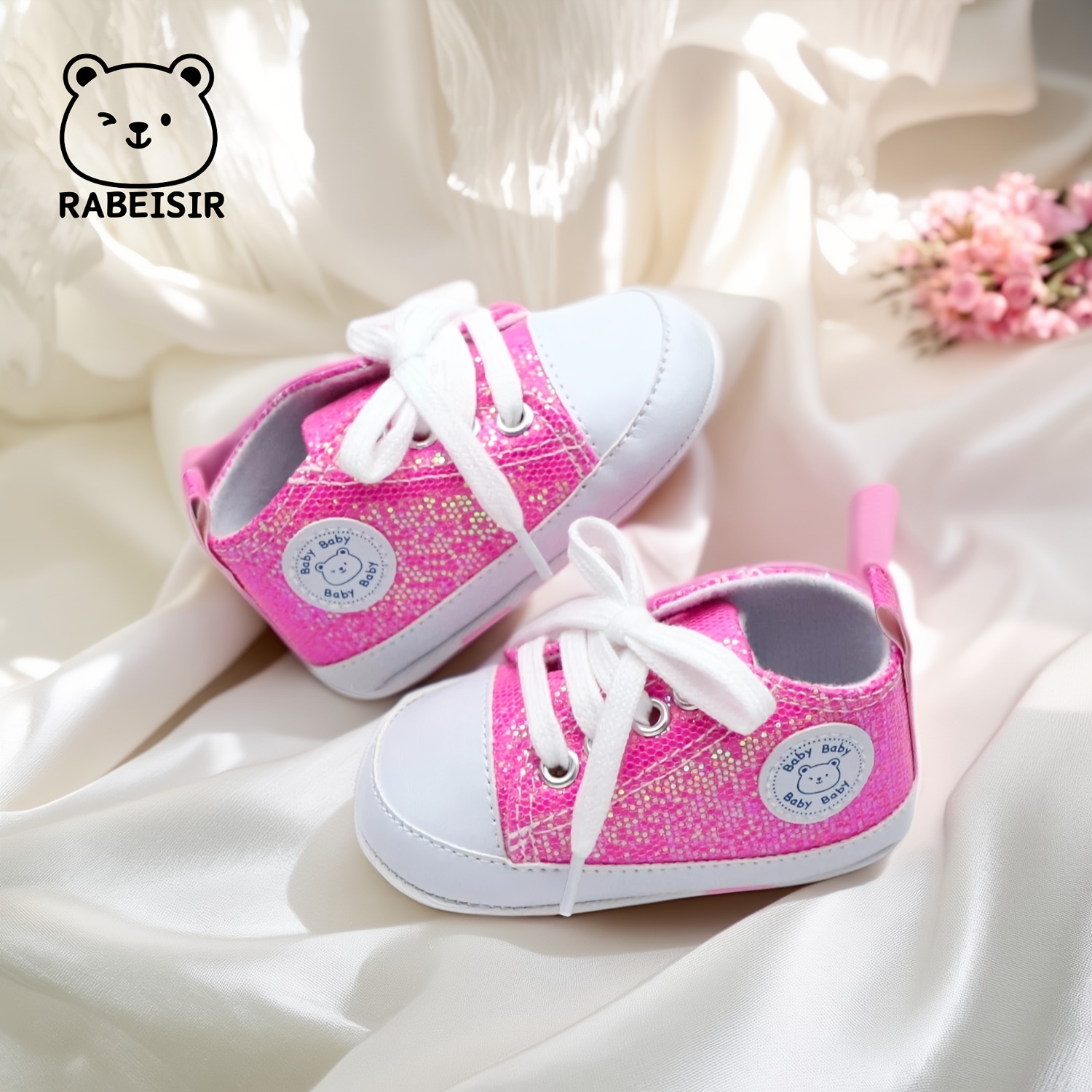 Trendy Comfortable Sequin Sneakers For Baby Boys, Lightweight Non Slip Shoes For Indoor Outdoor Walking, Spring And Autumn