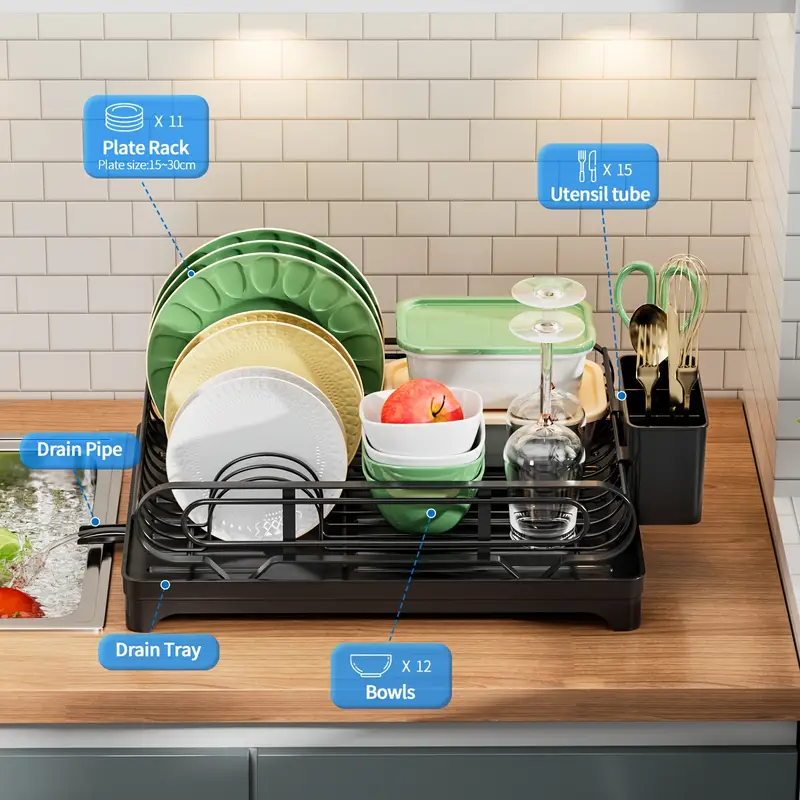 dish drying rack dish rack dish racks for kitchen counter dish drainer with removable utensil holder and swivel spout Product details 4