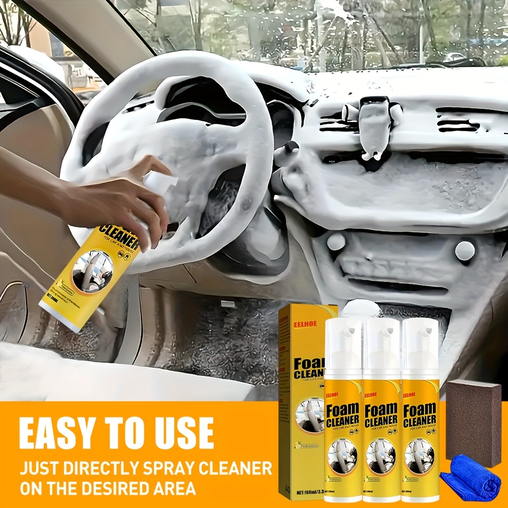 3pcs Multi-function Foam Cleaner, Interior Decoration Care - Effectively Remove The Stains In Plastic, Fabric And Leather Rooms, Leaving No Residue, Mild And Safe, Easy To Use, Very Suitable For Cars, Homes And Offices.