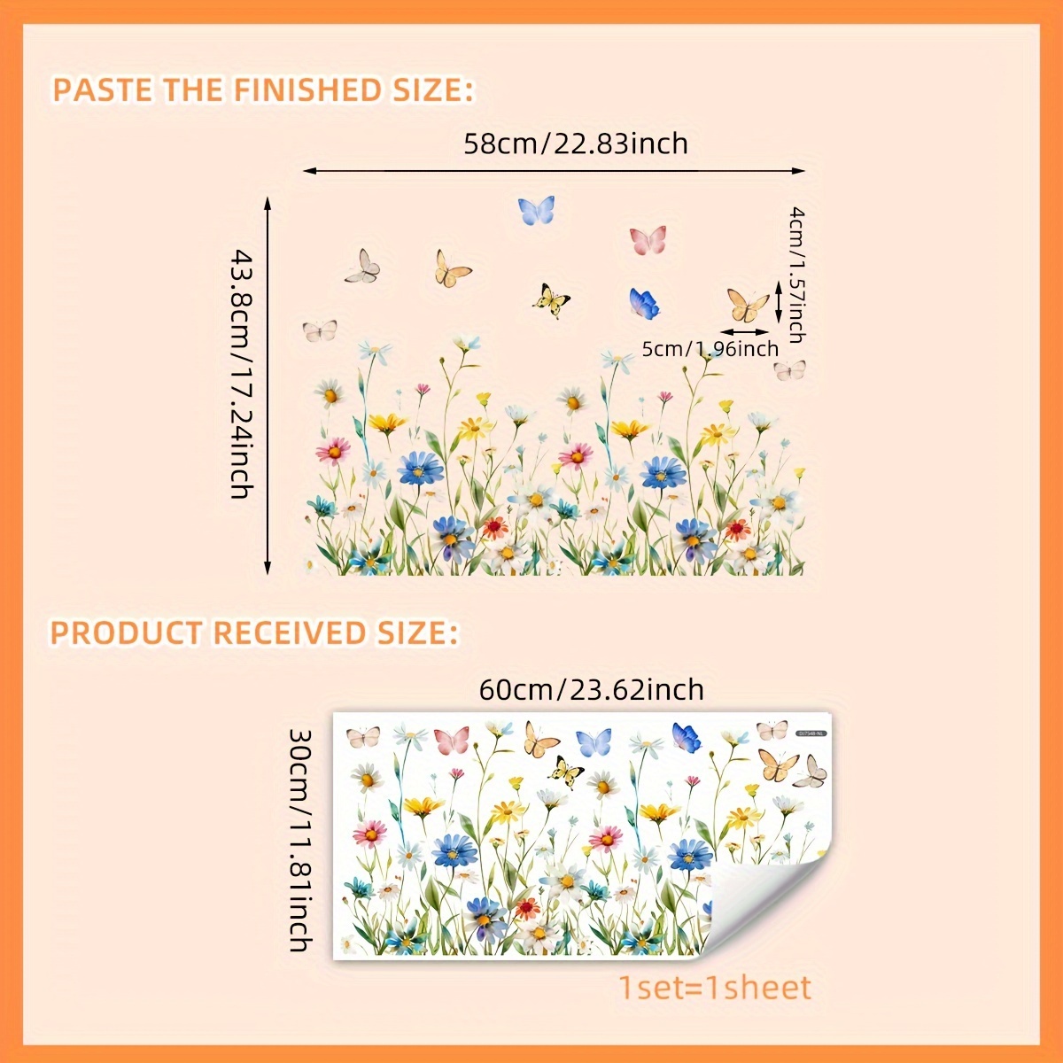 1pc (30 X 60cm) Multicolor Daisy Floral Glass Static Cling Double-sided Printed Decorative Sticker Dj7548-nl
