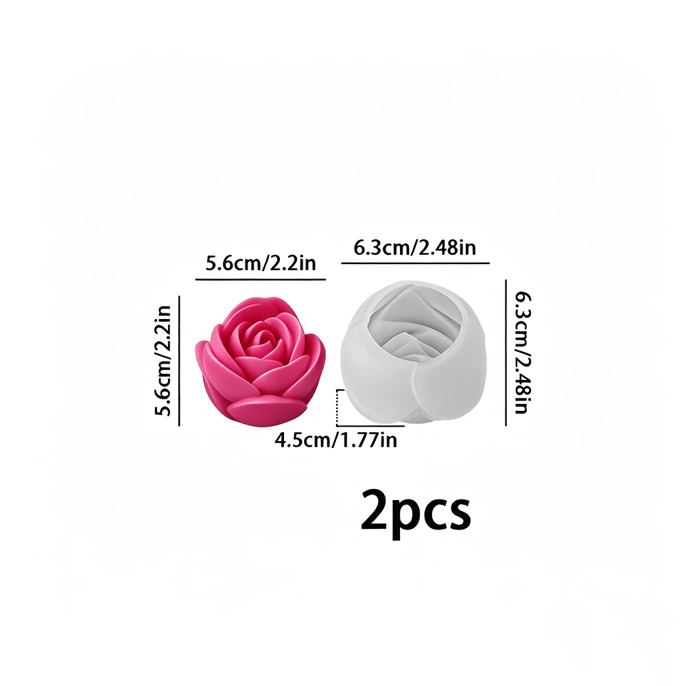 TEMU 2pcs Rose-shaped Silicone Mold Set - Ideal For Candle Making, Scented Plaster, Floral Plaster, Aromatherapy Stones, And Projects | Perfect For