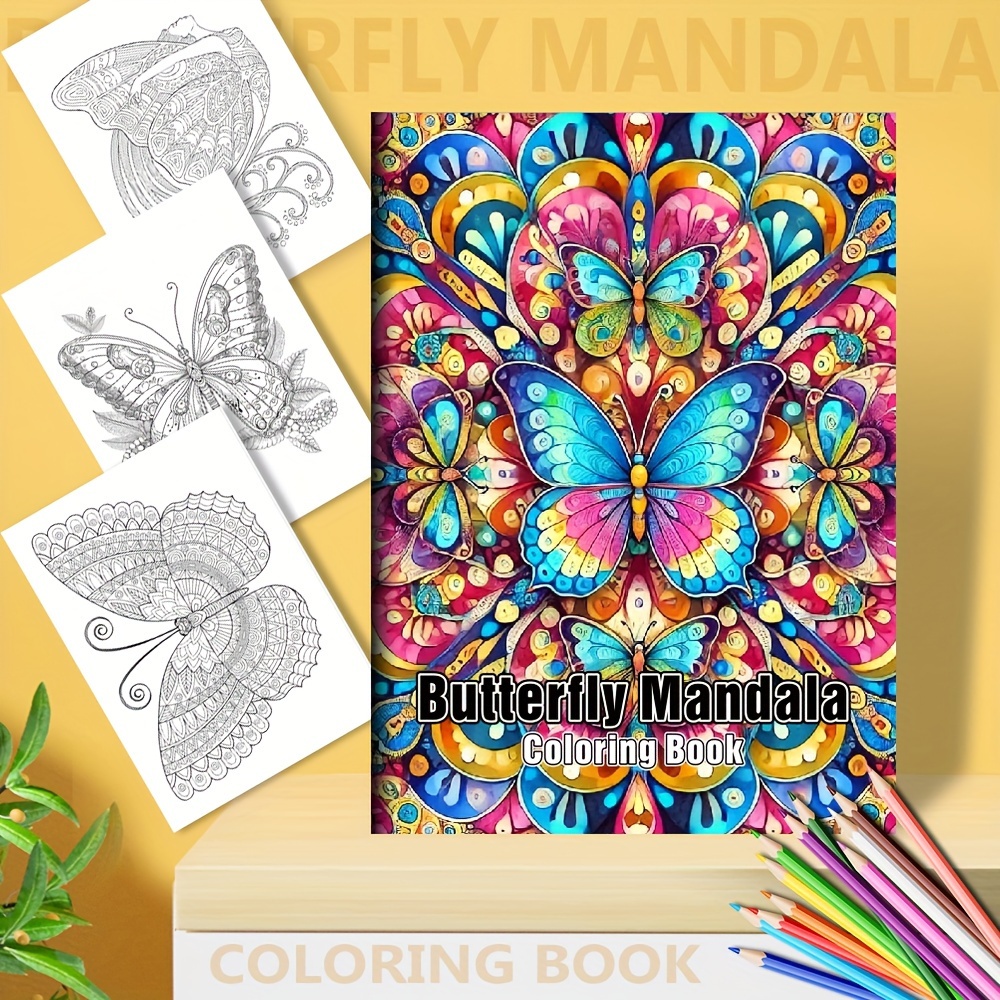 

Butterfly Mandala Coloring Book For Adults And Teens - Butterfly Coloring Book, Vibrant , , Christmas, And Birthday Gifts - Book Style Coloring Pads