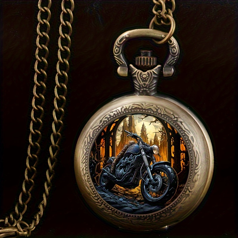 

Cool Retro Pocket Watch, Motorcycle Element Outdoor Commemorative Pocket Watch