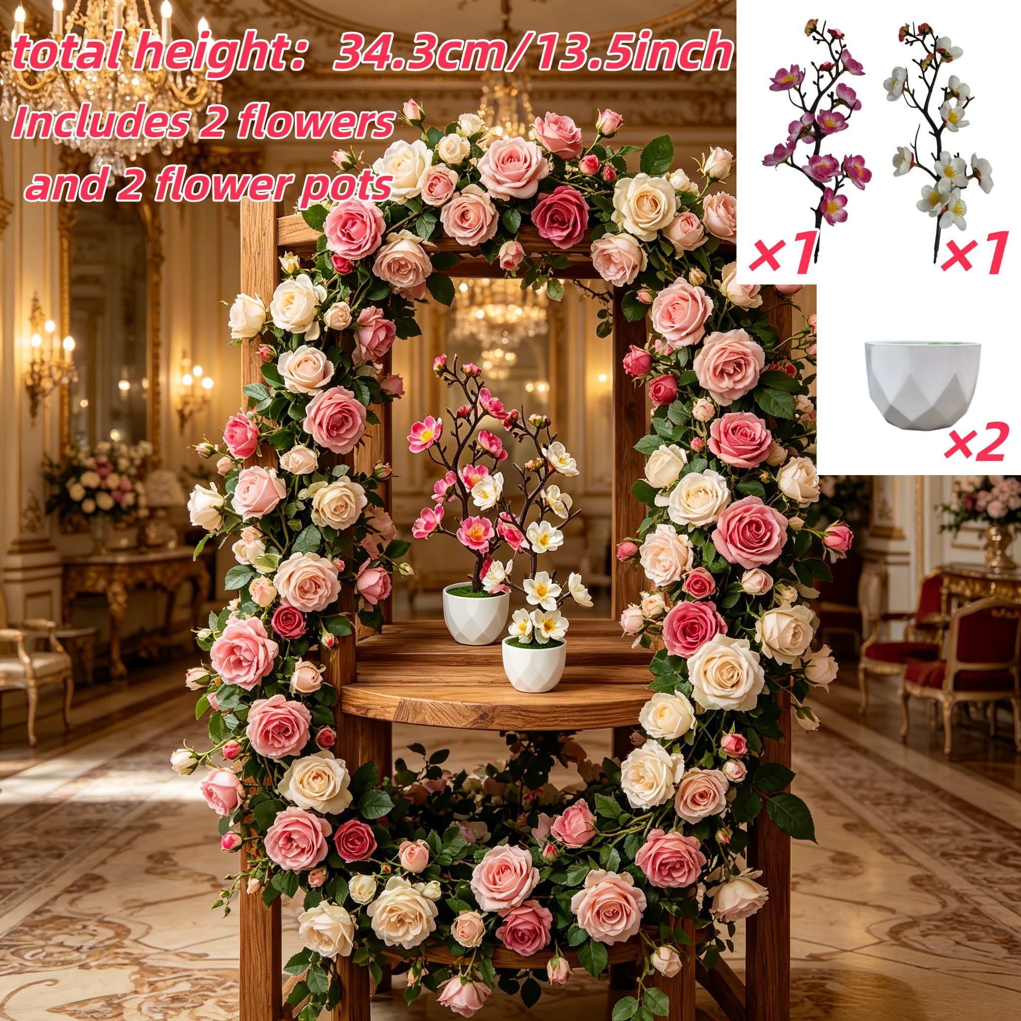 TEMU 2 Ensembles = 2 Fleurs + 2 Pots, Fleurs Artificielles d'Intérieur Haut de Gamme Élégantes et Exquises | Articles , Décoration de Pièce,