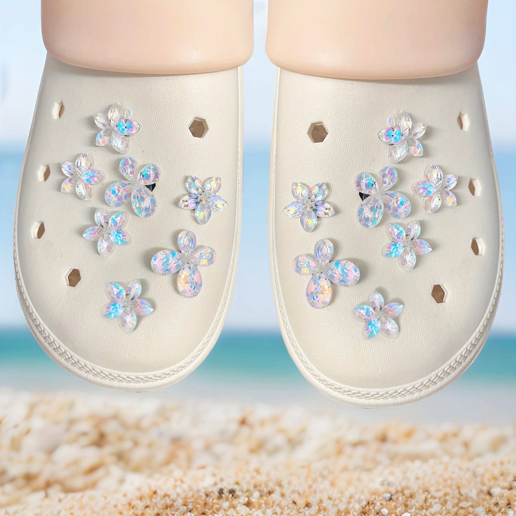 tira de 14 piezas de charms de zapatos   de flor para zapatillas, zapatos de jardín, sandalias y zapatillas - plástico resistente, resina, fáciles de usar - accesorios de regalo de   decorativos para fiestas detalles 1