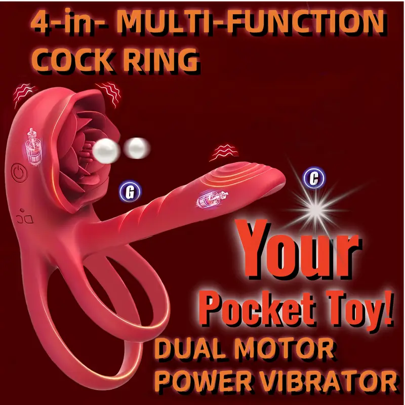 Double Vibrating Rooster Ring with Rose * Stimulator, Electric * Sleeve * Couples Adult * Toys with G Spot * Stimulating, Dual Motors & 9 Vibrations Double Vibrating Rooster Ring with Rose * Stimulator, Electric * Sleeve * Couples Adult * Toys with G Spot * Stimulating, Dual Motors & 9 Vibrations
