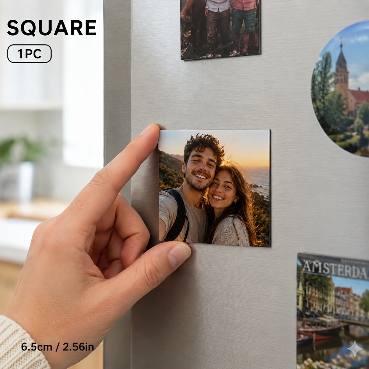 TEMU Personalized Photo Fridge Magnet, Suitable For Families, Couples, Pets, Customizable Fridge Photo Frame, Round Pvc Photo Magnet, Christmas