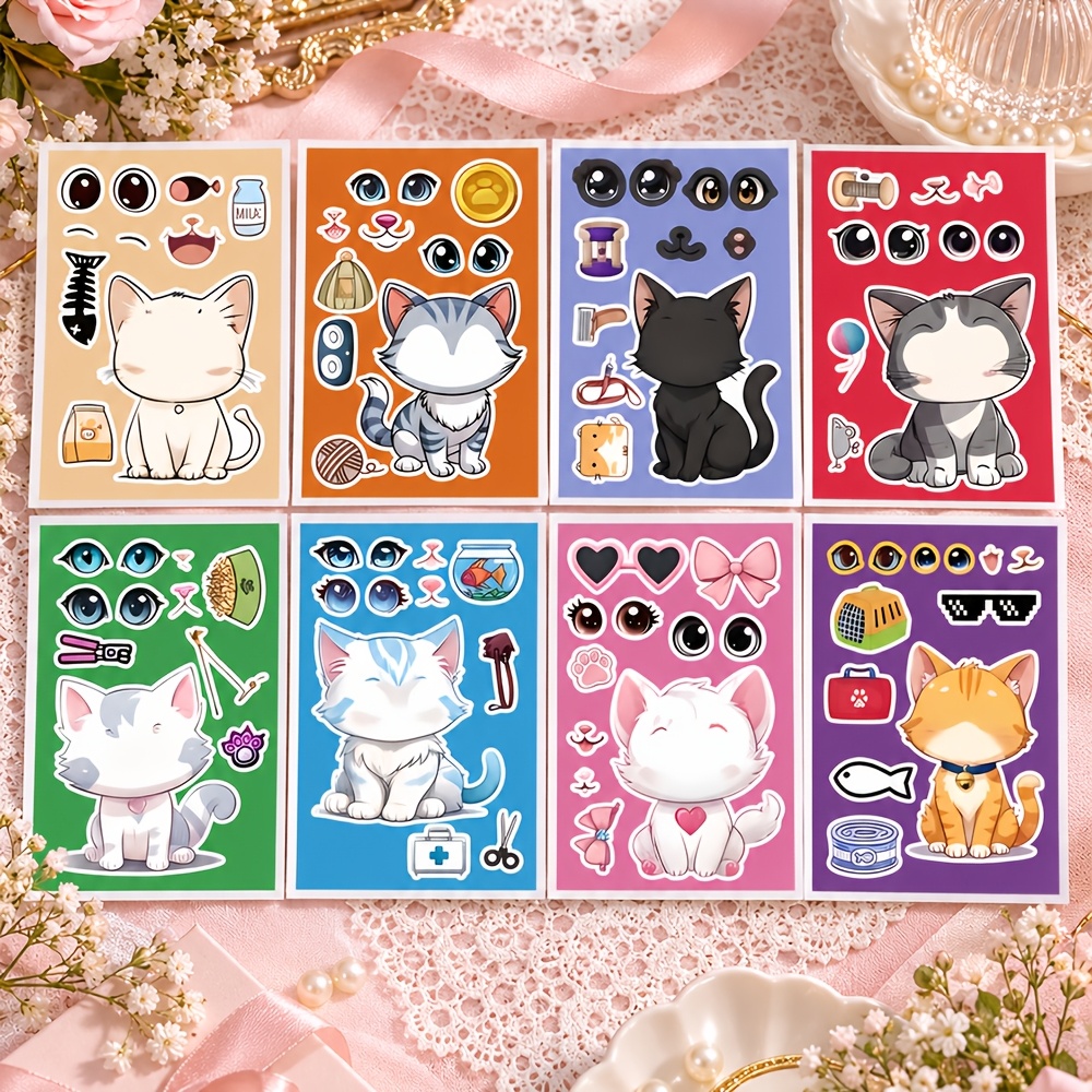 TEMU 8 Fogli, Set di Adesivi Animali Domestici Carini, Design con Personaggi tra cui , a , Resistenti ai Graffi e Durevoli, per Laptop, Custodia del