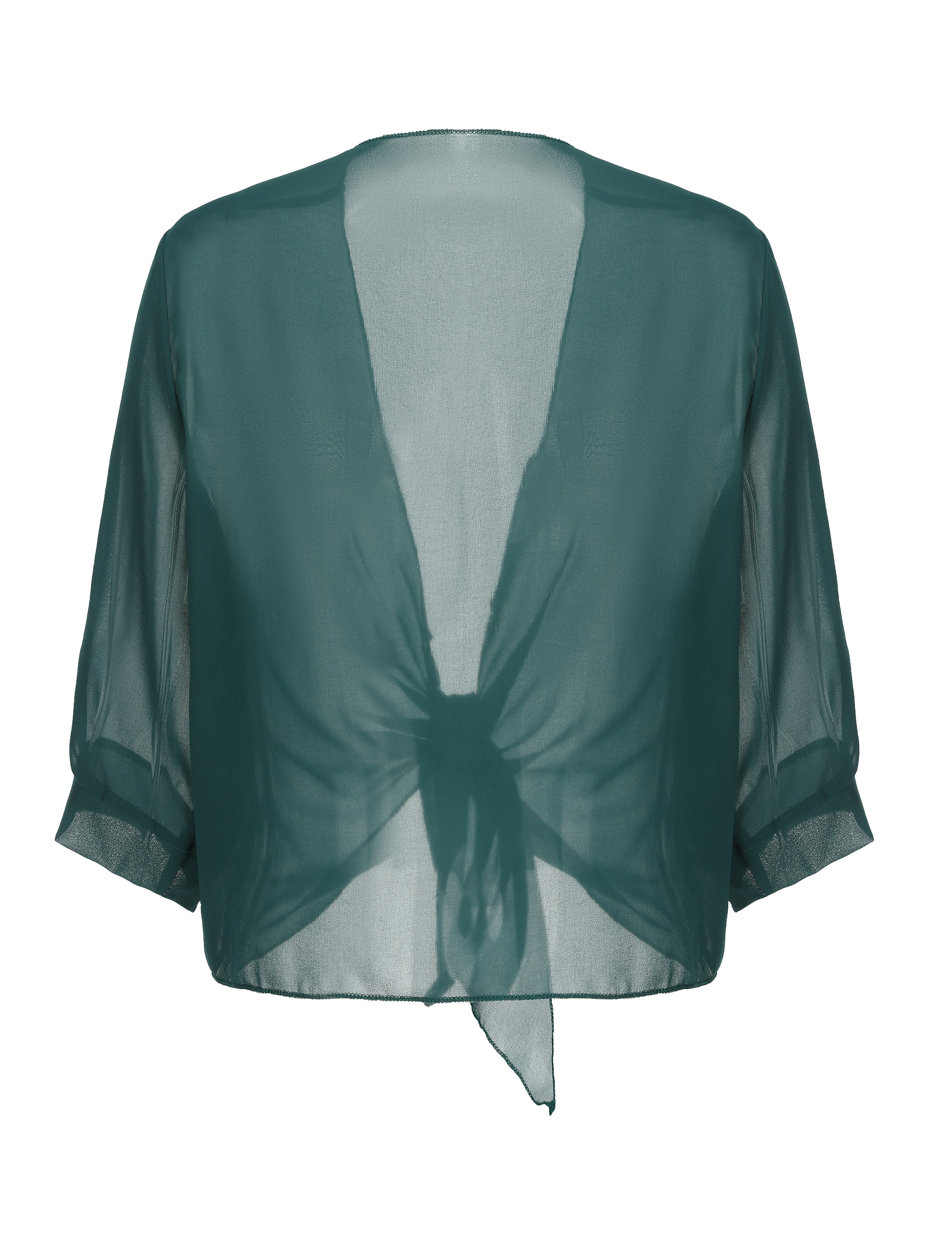 Women'S V-Neck Polyester Cardigan - Solid Color Half Sleeve Short Length with Lace-Up Detail, Non-Stretch Woven Fabric, Spring/Summer Lightweight Chiffon Sun-Protective Clothing