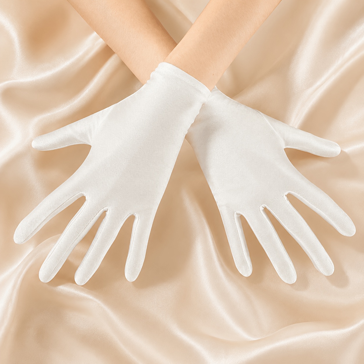 TEMU Weiße kurze Zubehör-Handschuhe, exklusiv für Schmuckpräsentation -bewertung, Etikette-Requisiten zum Fotografieren von Ringen Halsketten