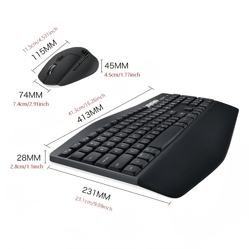 Logitech MK850 Performance Wireless Keyboard and Mouse Combo for Windows, MacOS & ChromeOS, Bluetooth & 2.4 GHz USB Receiver, Full-Size Ergonomic Keyboard, Multi-Device, Cushioned Palm Rest – Graphite