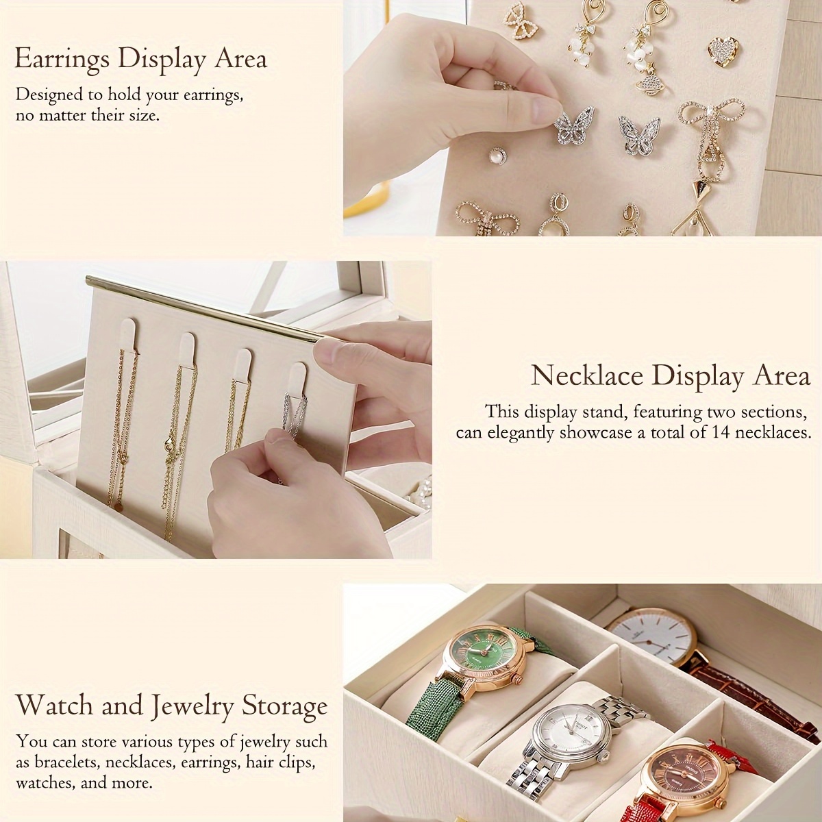 a large 5 layer jewelry organizer for women with a transparent window a storage box for necklaces and jewelry featuring 4 drawers   for thanksgiving halloween valentines day or christmas for your wife or girlfriend jewelry boxes Product details 5