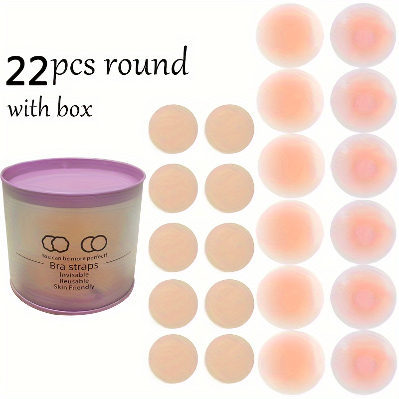 Image of 22pcs Of 2024 Reusable Covers, Strapless Invisible Self-adhesive Bra, With Storage Box & Without The Box, Women's Underwear And Underwear Accessories
