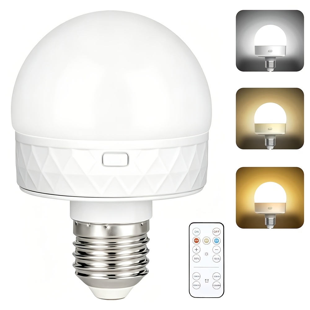Image of Rechargeable Battery-powered Bulb, E26/e27 Screw-in (magnetic Detachable) Bulb, With Remote-controlled Dimmable Timer, Emergency Light For Non-hardwired Wall Switches