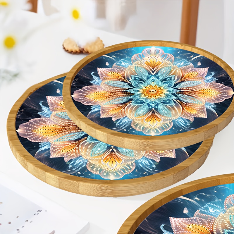 

3d Mandala Diamond Painting Tray, Large Size, Diy Special Shape Acrylic Drill, Handcrafted Bamboo Serving Platter, Irregular Shape, Home Decor, Party, Dinnerware, Guest Entertaining