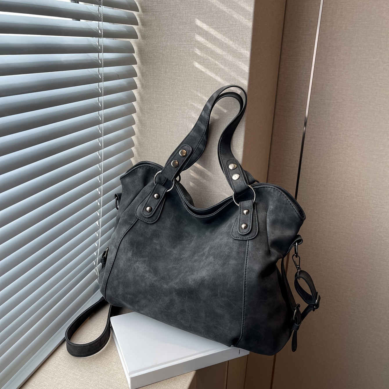 

Retro Solid Color Tote Bag, Large Capacity Shoulder Bag, Stylish Crossbody Bag For Women