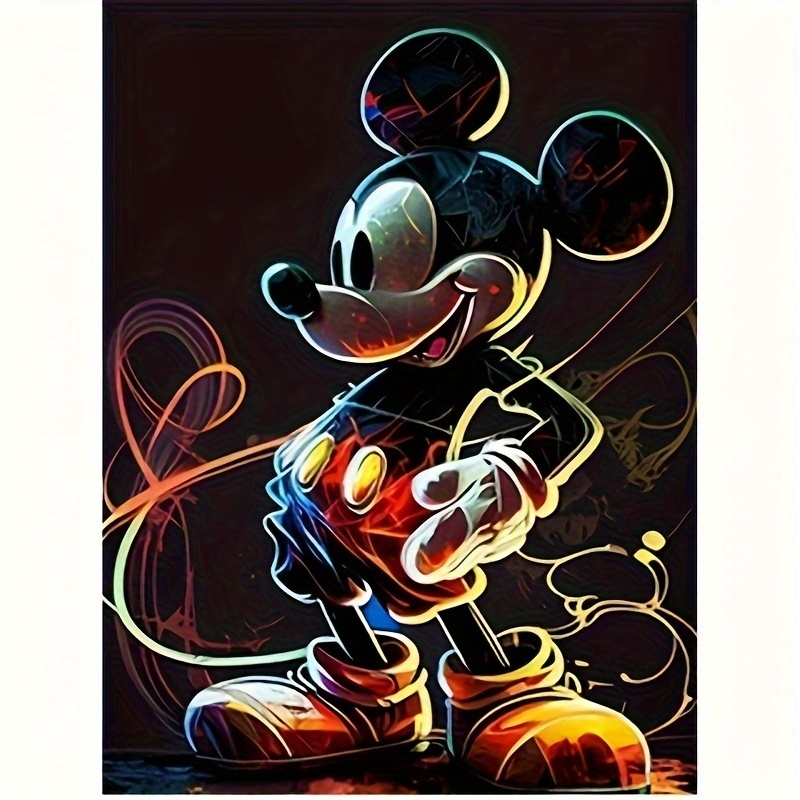 

creative" Disney Mickey Mouse Diamond Painting Kit - Full Round Drill, Diy 5d Mosaic Art, Cartoon-themed Wall Decor, Acrylic Canvas Craft Set (11.81x15.75in)
