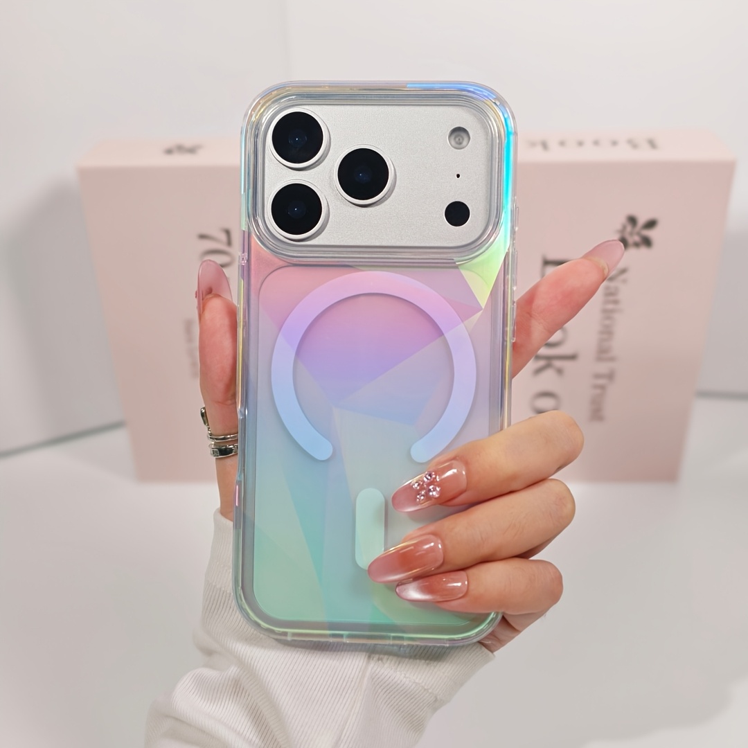 Etui za telefon - prozorna bleščeča ovitek za telefon, primeren za iPhone 17 Pro Max z diamantnim vzorcem in magnetno funkcijo