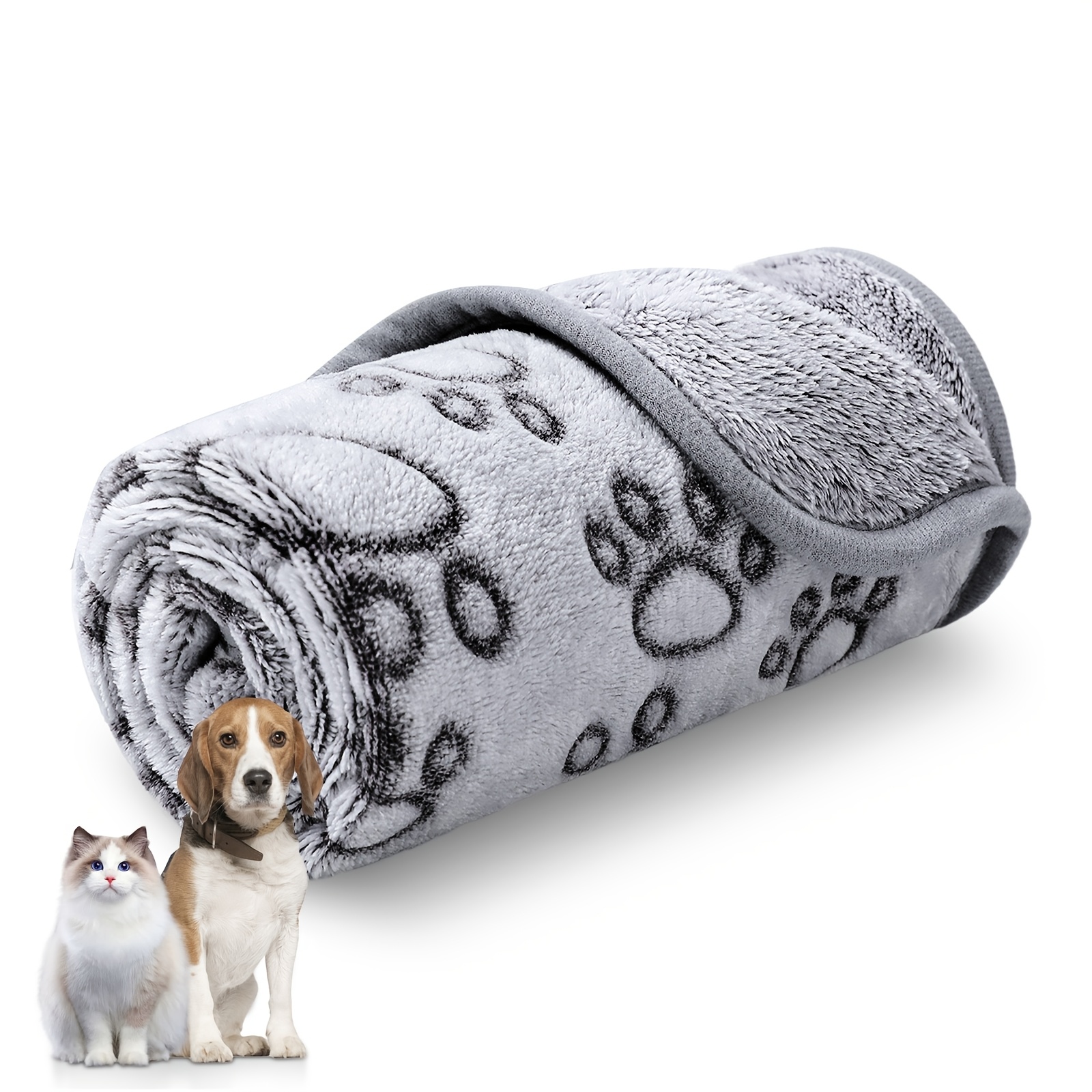 Image of 1pc Cat Paw Print Dog Blanket, Washable Fluffy Warm Pet Blanket For Small To Large Dogs