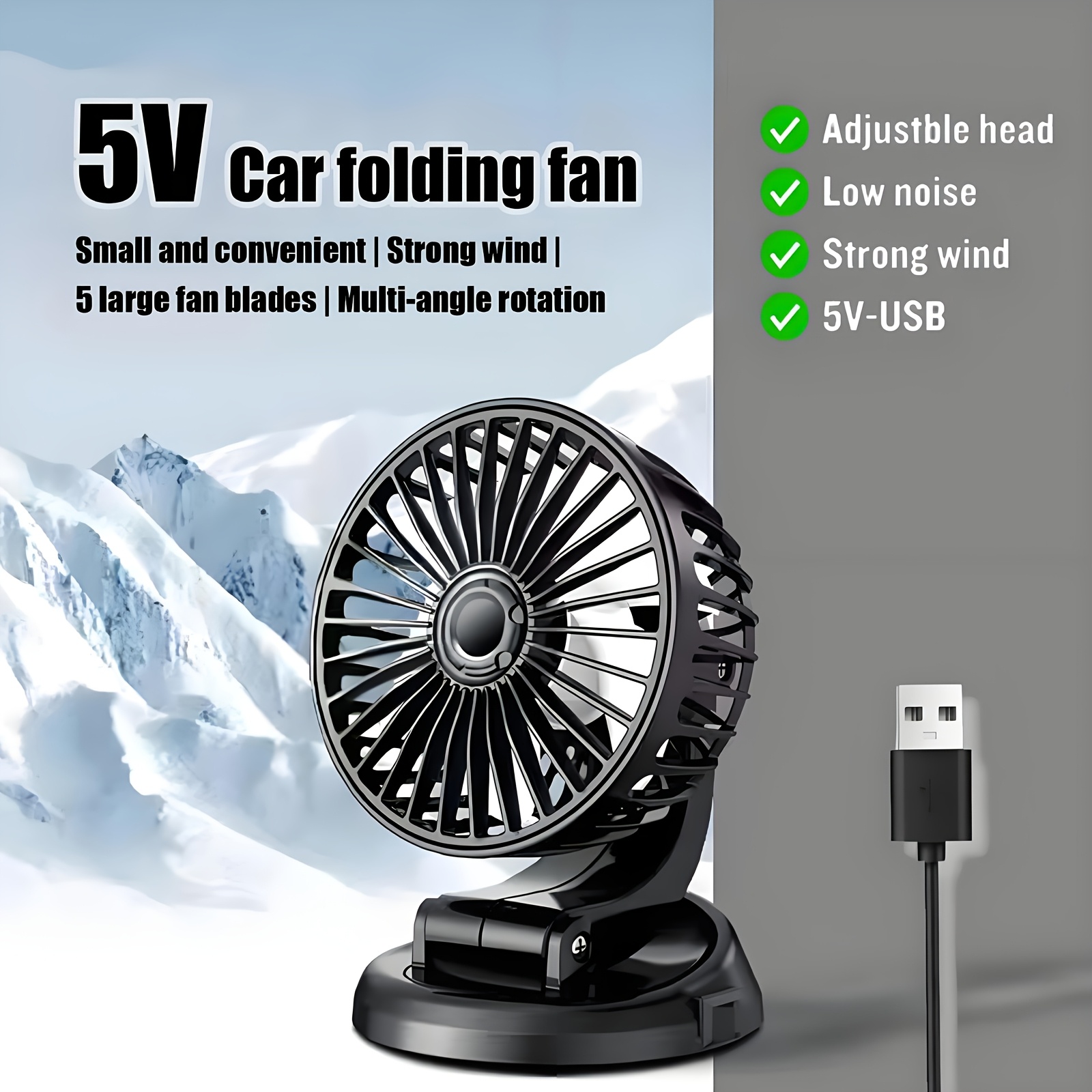 

Ventilateur USB rotatif universel à 360° pour et bureau - Ventilation portable à bas bruit de 5V pour camions, camping-cars, maisons