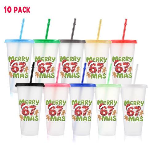 ํ๋ชฉ ์ฌ์ง 10๊ฐ/24oz/710ml/ํฌ๋ช
ํ๋ผ์คํฑ ์บ ํ ์ผ์ธ ์ปต, ๋๊ป๊ณผ ๋นจ๋ ํฌํจ, ์์ด์ค ์ปคํผ ์ปต, ์ถ์ ํํฐ ์ฉํ, ์ฐํ ๋ชจ์๋ฅผ ์ด ์ซ์ 67 ์ง์ ๋ธ๋ ๋ ์ธํ์ด ์ฅ์๋ ์ถ์ ํฌ๋ฆฌ์ค๋ง์ค ํด์ผ ์ ๋ฌผ ๋์์ธ, ๊ฐ์กฑ๊ณผ ์น๊ตฌ๋ฅผ ์ํ ํฌ๋ฆฌ์ค๋ง์ค ์ ๋ฌผ
