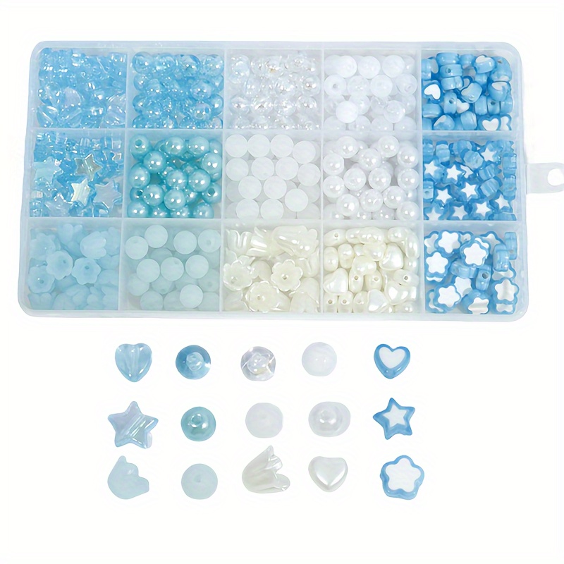 

15-grid Box Acrylic Beads Set, Assorted Shapes (heart, Five-pointed Star, Plum Blossom, Wind Chime, Flower) Diy Jewelry Making Kit For Bracelets, Necklaces, Rings, Earrings Crafting Accessories