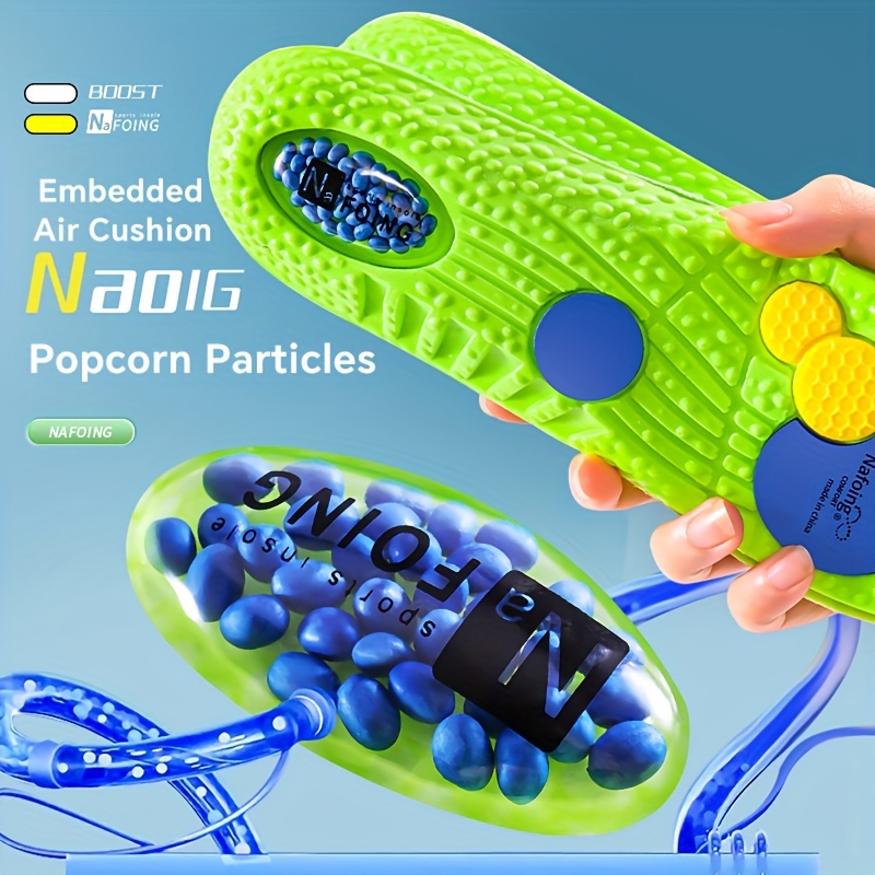 1 par de plantillas deportivas de PU para zapatos con cojín de aire en la suela, soporte para el arco, antideslizantes, amortiguadoras, ideales para deportes, correr y viajar