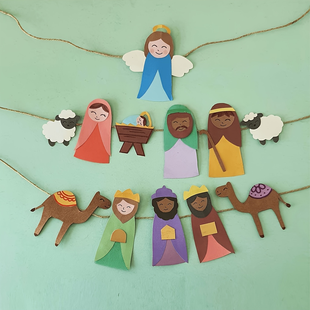 TEMU 1 Ensemble Bannière de Papier de Scène de la de Noël Ange Ornements Décoration de Fond Bannières