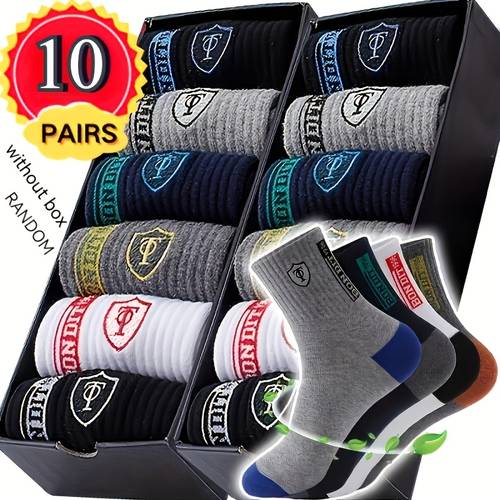 10pairs mens sports socks comfortable breathable autumn winter thick warm socks random color