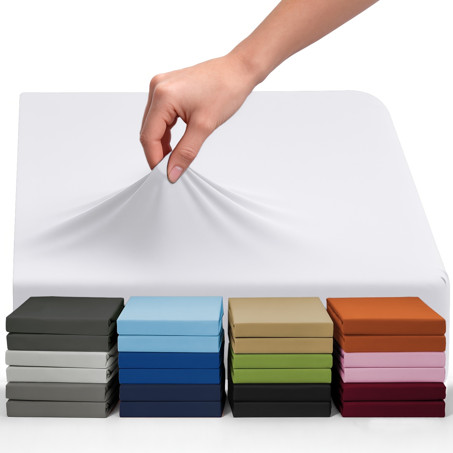 TEMU 1pc Cotton Jersey Fitted Sheet, Cotton Jersey Fitted Sheet/mattress Protector/mattress Around Elastic Corners, Made Of Soft, Breathable,