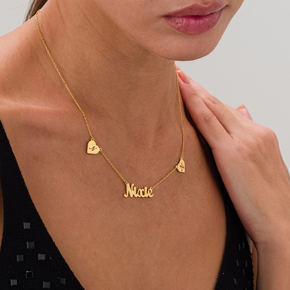 Personalized Stainless Steel Necklace with Heart and Name Pendant