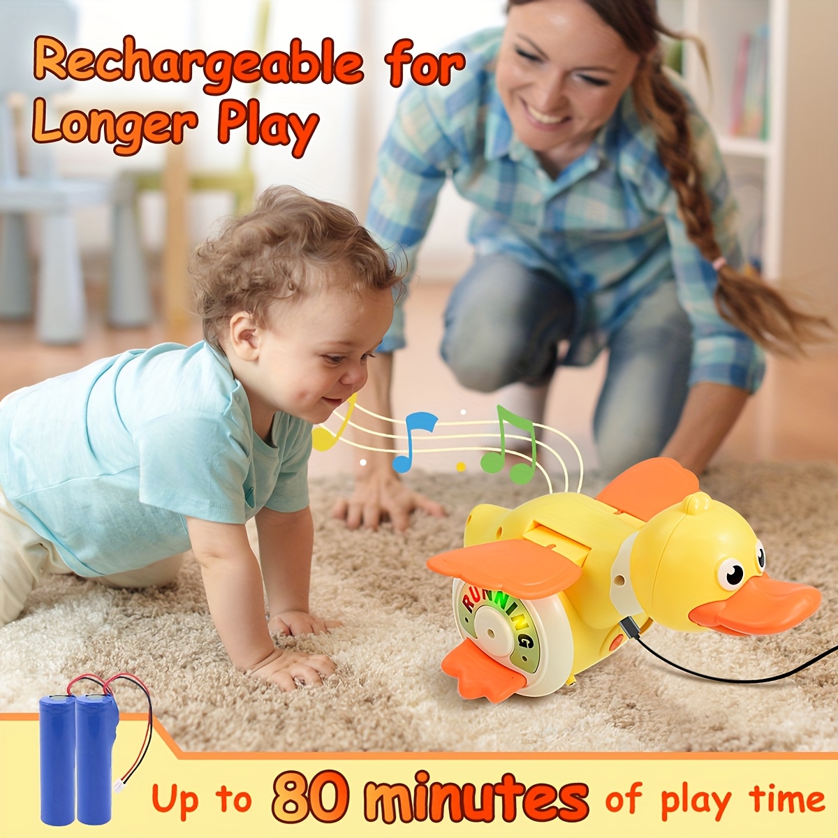 Rechargeable 7–8″ Spinning Light-Up Toy with Music