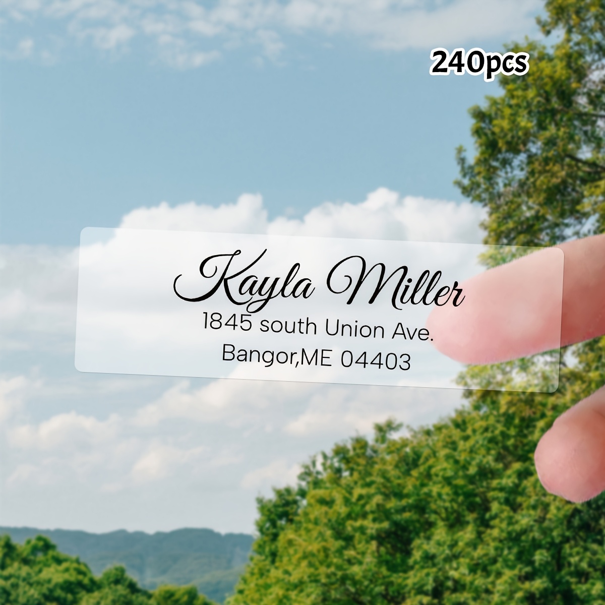 Custom Text Rectangular Transparent Address Stickers